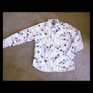 NWOT Faconnable Men L/S dress Shirt  blue & white